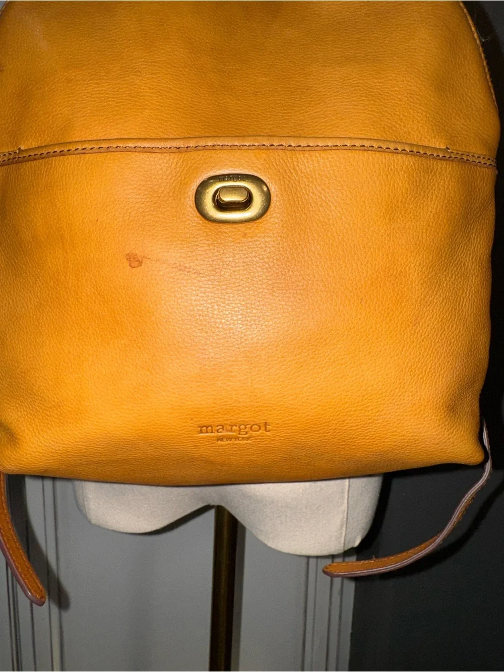 Vintage Margot New York cognac caramel suede leather backpack bag